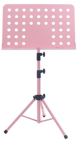 Folpus Notenständer, höhenverstellbar, faltbar, Notenbuchhalter für, Band, Anfänger, Bühne, Rosa