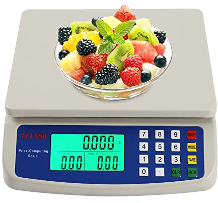 RjcdOPL Large Digital Kitchen Scale 30kg/66lb, Electronic Food & Commercial Weighing Scale with HD Backlit LCD, 1 g Precision, Tare/PCS/Price Computing Functions, for Home, Bakery & Restaurant