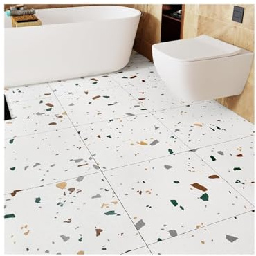 Dalle Pvc Adhesive Sol Carrelage autocollant en vinyle blanc effet marbre imperméable for chambre à coucher, cuisine, camping-car, 20 pièces, 30,5 x, cm, plancher de jardin