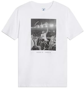 COMO 1907 Camiseta Celebración Escalada Como Alessandro Gabrielloni. Impresión icónica Camiseta oficial para aficionados del equipo Serie A., Color blanco., L