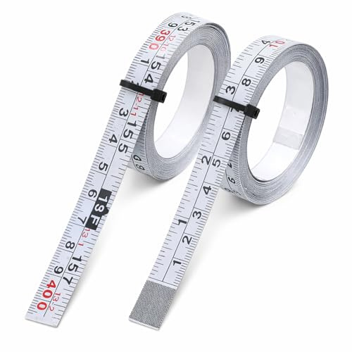Confezione da 2 nastri di misurazione adesivi, 400 cm, metro a nastro adesivo imperiale e metrico, righello da lettura sinistro e destro, per banco da lavoro, lavorazione del legno, sega da tavolo