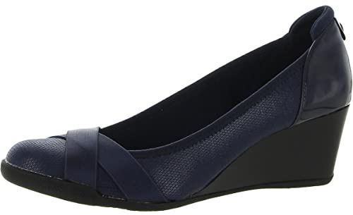 Anne Klein Timeout Damen Pumpe mit Keilabsatz, Blau (Navy), 38 EU