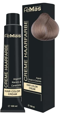 FemMas Haarfarbe Hell Lichtblond Sand 10.7 I Creme Haarfarbe mit Arganöl, Keratin & Ceramiden I Als dauerhafte Haarfärbung oder Tönung für strahlende, haltbare Farbergebnisse I 100 ml