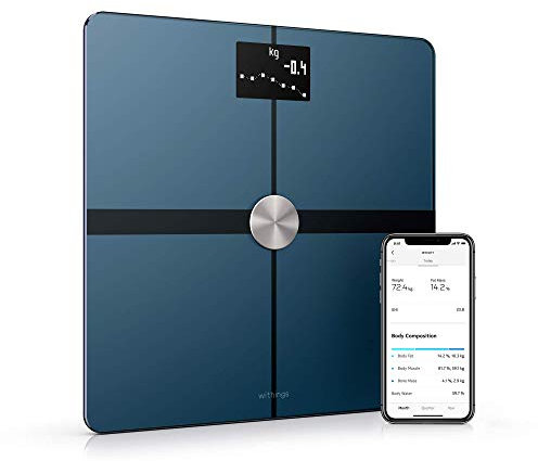 Withings Body+ Bascula de baño inteligente grasa corporal y muscular, sincronización con la aplicación móvil Bluetooth o Wi-Fi, smart apple health profesional bioimpedancia scale, Negro (Reacondicionado)