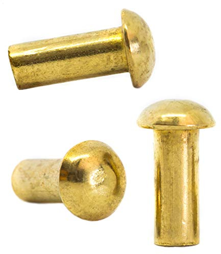 M5 (5 mm x 10 mm) massivt mässing runt huvud nitar DIN 660 (förpackning med 20)