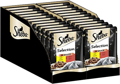 Sheba Katzenfutter Nassfutter Selection in Sauce mit Huhn & Rind, 24 Beutel (24 x 85 g)
