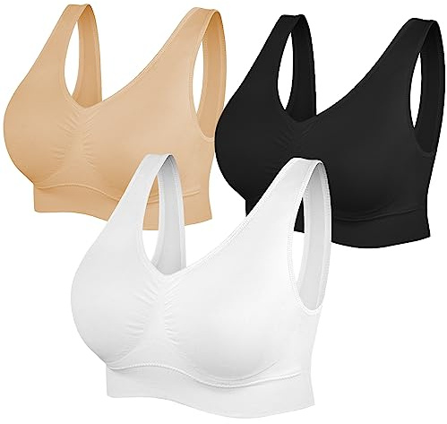 SIMIYA Womens Sports Bras, Yoga Comfort Seamless Stretchy Sports Bra for Women 3 Pack