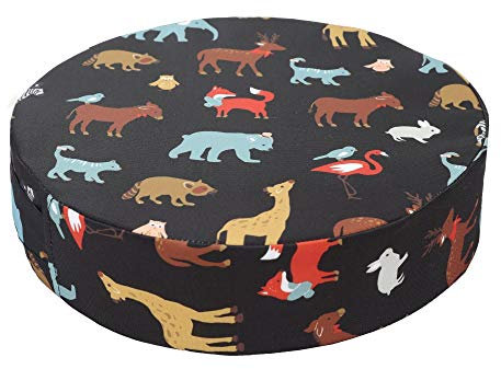 Kinder Sitzkissen Sitzerhöhung Stuhl, Fansu Baby Tragbar Sitzkissen Cartoon Design Rund Verstellbar Zerlegbar Kleinkinder Esszimmerstuhl ErhöHen Pad Esszimmer Boostersitze (32 x 8cm,Schwarz)