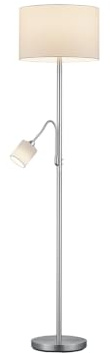 meineWunschleuchte Steh-Lampe mit Leselampe & Stoff-Schirm in Weiß | Höhe 170cm, 1x E27 & E14 LED inkl., für Wohnzimmer & Schlafzimmer, klassische Stehleuchte, gemütliches Licht