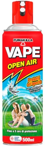 Vape Open Air Spray Insetticida Repellente contro Zanzare Comuni e Tigre Formiche e Piccoli Insetti - 6 Flaconi da 500ml