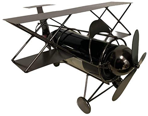 MC-Trend Flaschenhalter für Weinflaschen - Flugzeug - aus hochwertigem Metall │ideales Geburtstag-Geschenk │Doppeldecker │Propellerflugzeug │wundervolles Geschenk für Piloten │Flugsport
