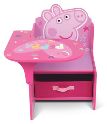 ARDITEX – Kinder-Schreibtischstuhl aus Holz mit Textilbox von Peppa Pig – 62x30x60cm – Farbe Rosa – Ideal zum Basteln, Lernen oder Spielen.