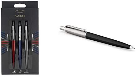PARKER Jotter London Trio Discovery Pack: Kugelschreiber (Royal Blue), Gelstifte (Red Kensington) & Druckbleistift (Edelstahl) & BLACK BLK3C BP M.BLU BL1