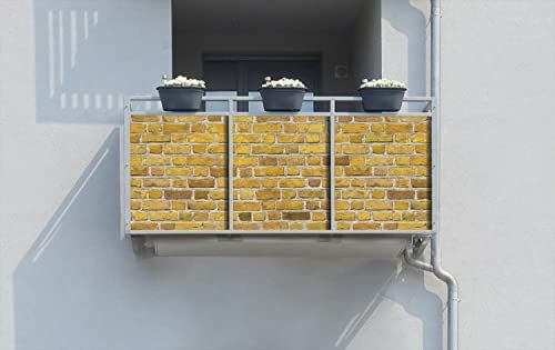 Wallario Balkonverkleidung, Sichtschutz, Windschutz, Meterware nach Maß - Motiv Ziegelsteinwand in gelb - Backsteine (Grundpreis: 27,95Eur/m)