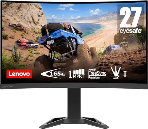 Lenovo G27c-30 | 27 Full HD Curved Gaming Monitor | 1920x1080 | 165Hz | 350 nits | 1ms Reaktionszeit | HDMI | DisplayPort | AMD FreeSync Premium | höhenverstellbar | schwarz