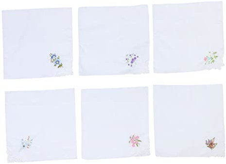 Abaodam 4 Sets Elegante Taschentücher Aus Baumwolle Mit Blumenstickerei Für Damen Initialen N 6 Stück * 4