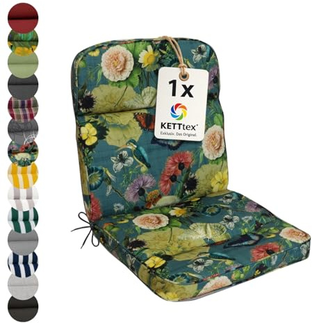 KETTtex EXKLUSIV Auflage Niederlehner Butterfly I Gartenstuhl Polster 100x50x7cm I hochwertige und Pflegeleichte Sesselauflage I Wetter- und formbeständige Stuhlauflage I KTH3 Sitzauflage