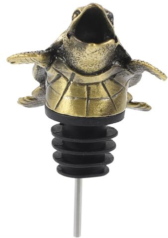 ABOOFAN Turtle Wine Pourer Decorative Liquor Bottle Pour Spout Brass Finish Reusable Bar Accessory for Wine and Olive Oil Bottles