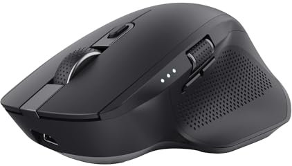 Trust Ozaa+ Mouse Wireless Bluetooth + 2.4GHz, Mouse Silenzioso Multi-dispositivo, Rotellina Laterale, 60% Plastica Riciclata, Bluetooth Ricaricabile Laptop PC Computer Windows Mac - Nero
