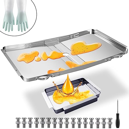 KOSGHO Fettwanne mit Auffangwanne, Dyna Glo Grill-Ersatzteile, Universal-Tropfpfanne (63,5–86,4 cm) für 4/5/6-Brenner-Gasmodelle von Dyna Glo, Nexgrill, Expert Grill, Kenmore, BHG und mehr (XL)