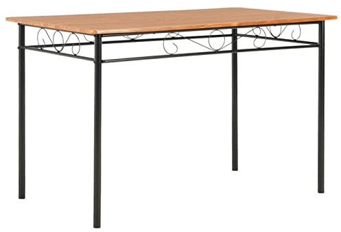 Gecheer Esszimmertisch Esstisch Küchentisch Holztisch Tisch 120 x 70 x 75 cm,wohnzimmertisch couchtisch sofatisch kaffeetisch Baumkantentisch aus MDF-Tischplatte + Stahlrahmen,Braun und Schwarz