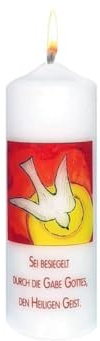 Wiedemann Kerzen Kerze zur Firmung 170 x Ø 60 mm in Weiß Taube und Spruch