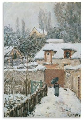 Alfred Sisley Wandkunst - Schnee bei Louveclennes Poster – berühmtes Ölgemälde, Impressionismus, Fotokunst, Gemälde, Leinwand, Poster, Zuhause, moderne Dekoration, Poster, 50 x 75 cm