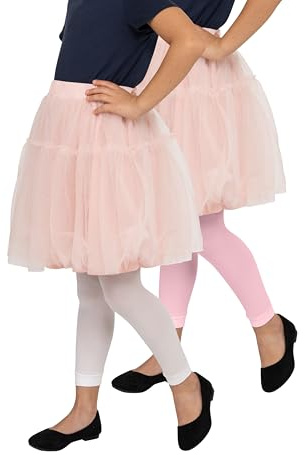 looksy 2 pares de medias sin pie para niña, longitud 7/8, pantalones indispensables para el día a día, selección de colores lisos, ropa deportiva para niños, escuela, baile, ballet, tallas 3 a 12 años
