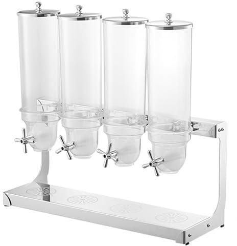 14L Cereal Dispenser Countertop Four Heads Dry Food Dispenser Snack Organizer Containers Storage for Oatmeal Nut Granola Candy
