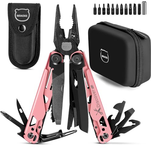 23-in-1-Multitool Geschenkbox, Multifunktionswerkzeug für Outdoor, Camping | Schraubendreher, Säge, Flaschenöffner, Zange, Coole Gadgets für Männer, Geschenk für Freund, Sohn, Vater, Ehemann, Rosa