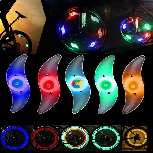 Constefire Luce LED per Ruota di Bicicletta, 5PCS LED per Bicicletta Luce Neon con 3 modalità di Illuminazione, Luce LED per Radio di Bicicletta ，Luce di Sicurezza per Bici Bicicletta Urbana