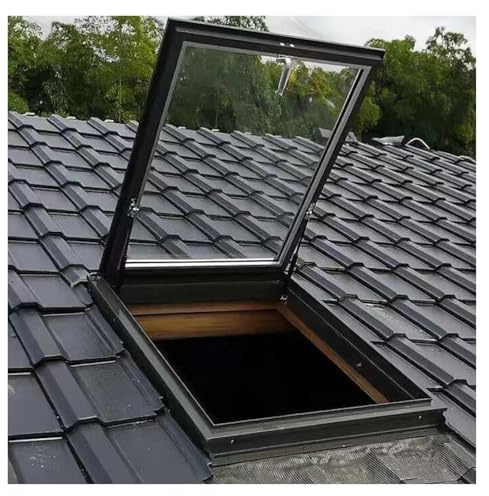 Trampilla de Suelo Ventana de acceso al techo, claraboya de salida de aluminio resistente con vidrio templado de doble capa, claraboya de instalación de cubierta de ventilación manual para pasillo, lo