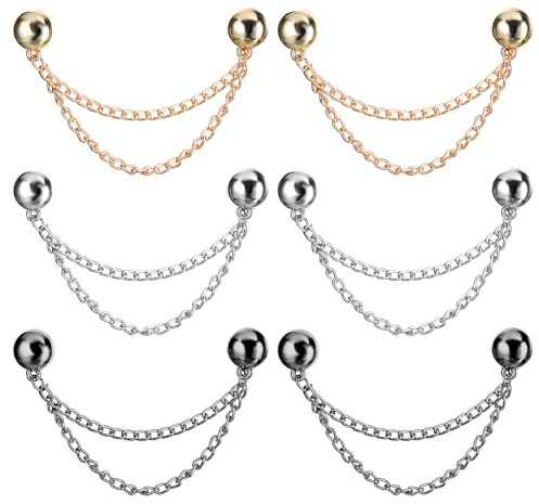 6pcs Magnet Clothing Pins, Multi-Function Magnetic Clothing Clip, | Metal Magnetic Clothing Button Clips with Chain, for Women Clothes, Scarves, Hijab, Trousers, Cardigans, Cuffs and Hems