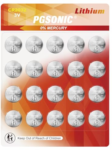 PGSONIC CR2032 3V Lithium-Knopfzelle, 20er-Pack