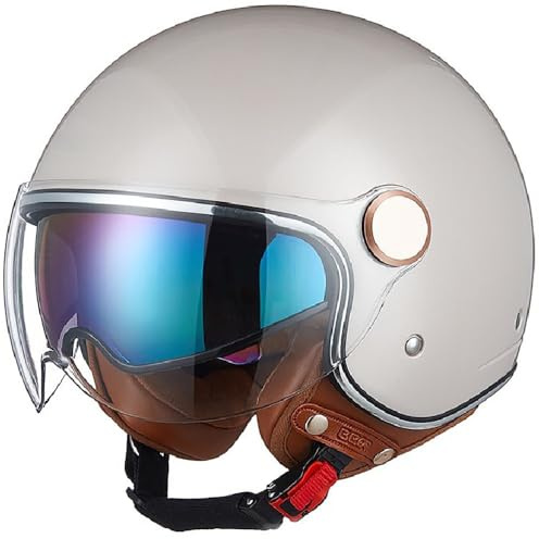 Casco Moto Jet con Doppia Visiera, Casco Jet Omologato ECE, Casco Jet Aperto Scooter, Uomo e Donna, Leggero con Visiera, per Adulti Per Fornire Una Migliore Protezione Alla Guida