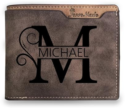 Wamantic Personalisierte Herren Geldbörse Leder – Portmonee Herren Gravur mit Name – Geschenk zum Vatertag Geburtstag Weihnachten für Papa oder Opa (Braun 2)