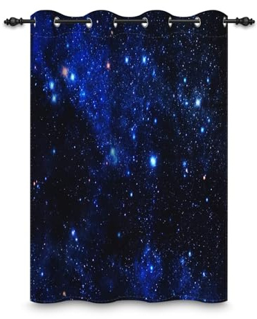 ggaimwf 135x175cm Galaxy-Ösenvorhang für Kinderzimmer Universum Weltraum Sternenhimmel Fantasie Raumteiler Verdunkelungsvorhänge Fenstervorhänge für Jungen Mädchen Wohnzimmer,1-Einzelpaneel