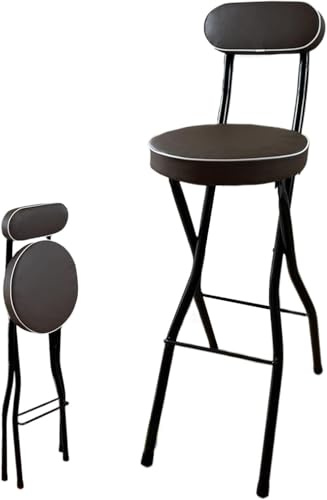 Sgabello da Bar Pieghevole Portatile per La Colazione, Comodo Sgabello Alto Imbottito Rotondo, Sgabelli da Bar Alti Pieghevoli per Sala Giochi da Cucina, capacità di 300 Libbre, 70cm/28inch
