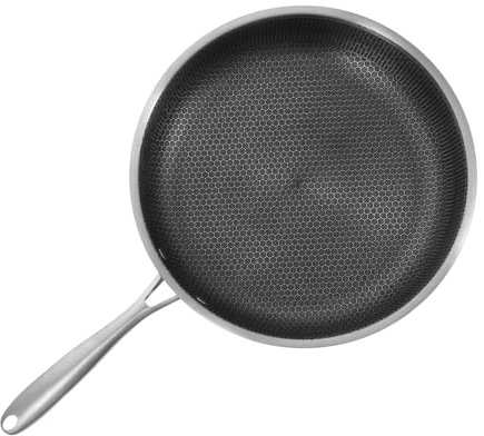 DINHEAROM Honeycomb Pfanne Antihaft Bratpfanne mit Langem Griff zum Braten von Eiern und Steaks für Induktionsherde Geeignet Gleichmäßige Wärmeverteilung