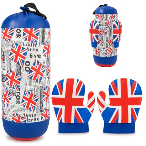 Xwin Sportseries Kids Punching Bag and Gloves Set, 16.5 Hanging Boxing Bag Toy for Indoor Outdoor Sports Toy for Boys & Girls Fun Fitness Training Equipment for Children Ages 3+