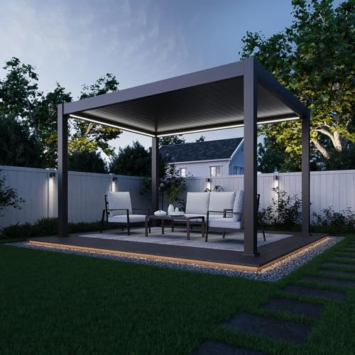 Weide Deluxe Plus Pergola | Alu Lamellenpavillon mit Motor & LED 4 x 3 m Anthrazit