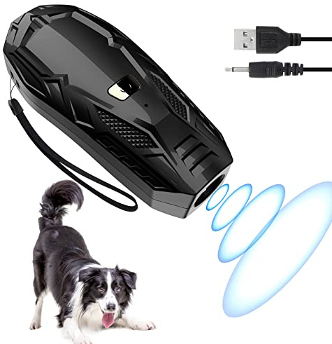 Queenmew Anti Bell Gerät Hunde, Tragbares Ultraschall Antibell Ultraschall Gerät mit Doppelfrequenz, 16.4 Fuß Effektives Antibell für Hunde für das Training im Innen- und Außenbereich
