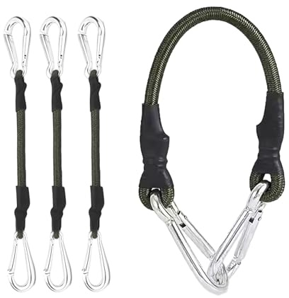 4Pcs Bungee Cords with Carabiner Clips, 30cm Long Heavy Duty Bungee Cords with Hooks, Stretchable Elastic Straps for Securing Luggage, Roof Racks, Trailers, Camping, Tarps, and Travel for All Users