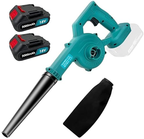 Bohemen Laubbläser und Sauger Kabellos, 18V 2x3000mAh Akku, Garten Laubsauger, Leistungsstarke Elektrische Gebläse für die Rasenpflege zu Hause, Terrasse, Garagen, Staub, Schnee