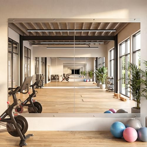 Antok Home Gym Mirror 55x28 2PCS, Large Full Length Wall Mounted Mirrors, Frameless Tempered Glass Full Body Mirror for Gym Yoga Dance Studio Garage Bedroom & Bathroom