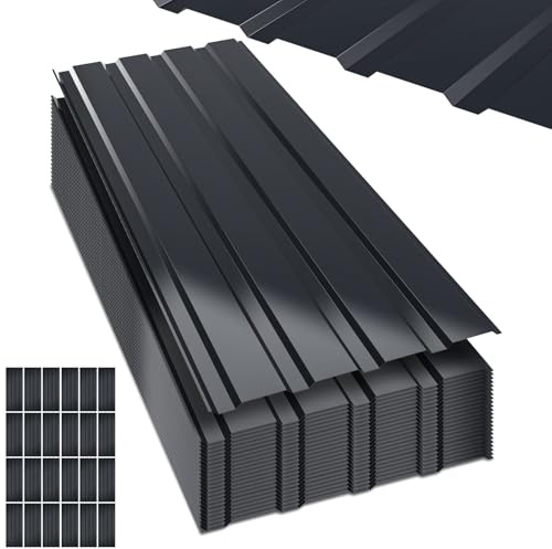 Monucep Trapezblech 48 Stück 115×45cm – 24.84m², Dachblech aus 0,25mm Stahl, Wetterbeständig & Rostfrei Für Carport, Gerätehaus, Pergola & Gewächshaus – Anthrazit inkl. Handschuhe