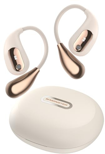 Monster Open Ear AC210 Headphones, Bluetooth 5.4 Earphones Stereo Sound, Wireless Headphones 30 Hours Playback, Type-C Charging, IPX5 Waterproof Open Ear Earbuds,White