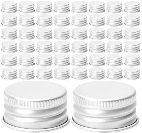TOGEVAL Tappi per Bottiglie di Vetro 100 Pezzi, Tappi Vite Bottiglia | Alluminio Argento, Tenuta Leakproof Contro Fuoriuscite, per Travel e Storage