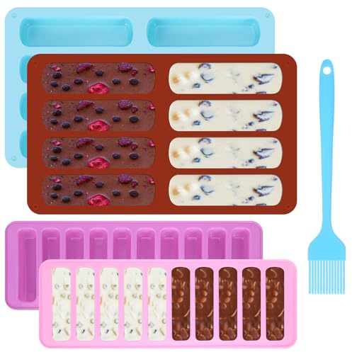 4 pcs Silicone Moulds for Baking 8/10 Cavity Chocolate Bar Moulds