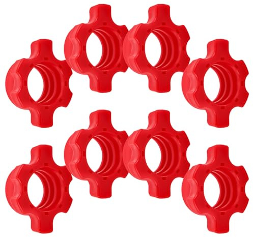 BCOATH 8pcs Red Plastic Spinlock Collars 25mm Dumbbell Weight Spinlock Nuts Barbell Locking Clamps Set for 1 Inch Standard Weight Lifting Bars Gym Fitness Accessories